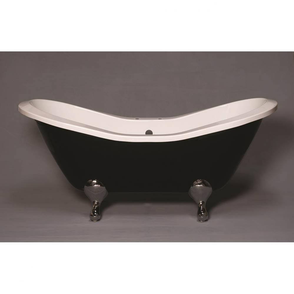 The Alpine Black And White 6'' Acrylic Peg Leg Double Ended Slipper Tub With 7'&apo