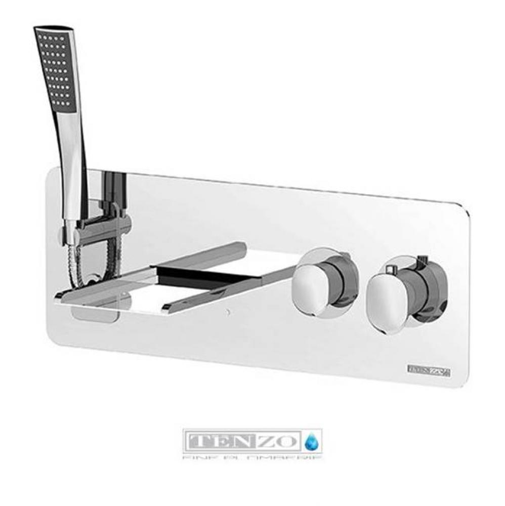 Nissima wall bathtub faucet Fluvia thermo hidden hose waterfall DEL finish chrome