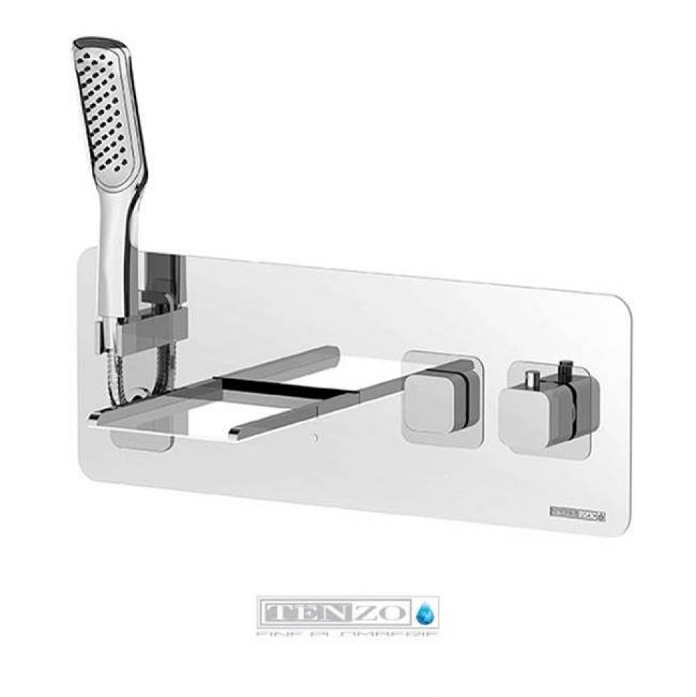 Nissima wall bathtub faucet Quantum thermo hidden hose waterfall DEL finish chrome