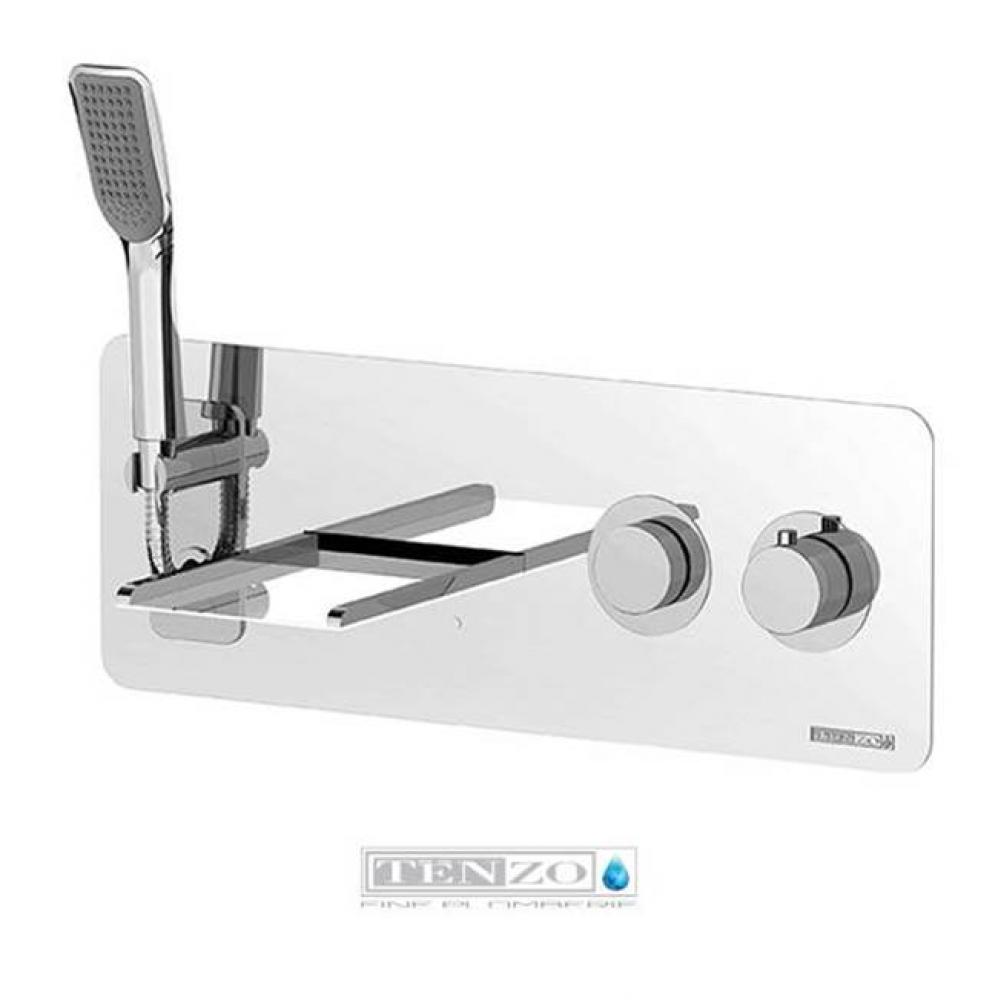 Nissima wall bathtub faucet Rundo thermo hidden hose waterfall DEL finish chrome