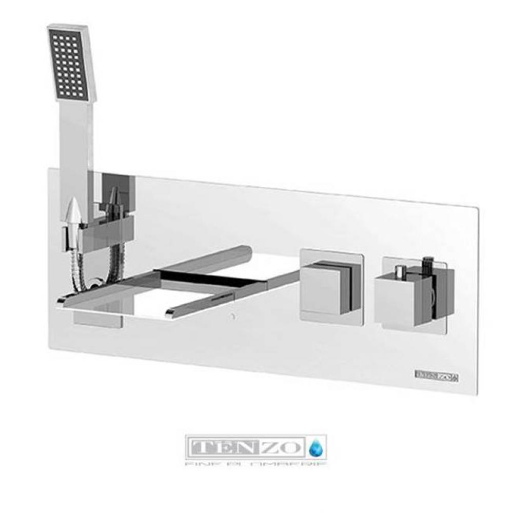 Nissima wall bathtub faucet Slik thermo hidden hose waterfall DEL finish chrome