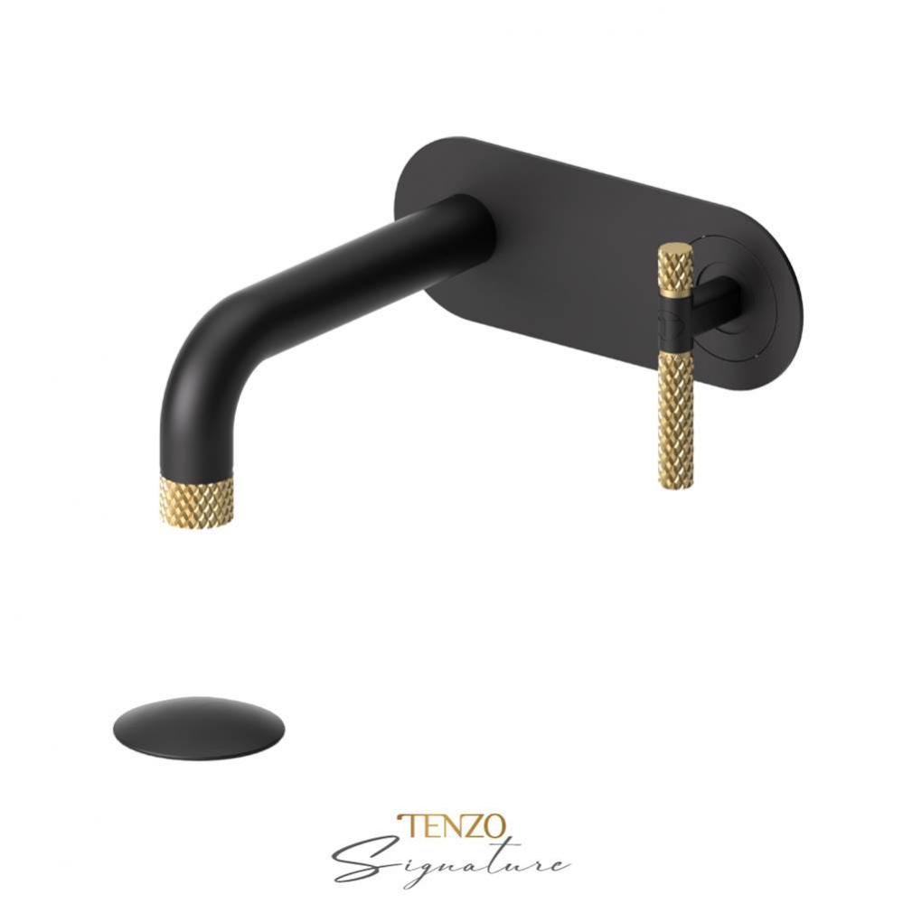 Trim For Wall Mount Lav. Faucet (W/O Overflow) Drain Bellacio-C Matte Black/Brushed Gold