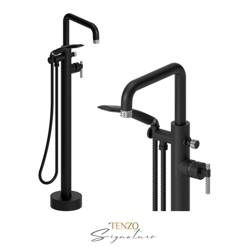 Floor mount tub filler Bellacio-C matte black/chrome