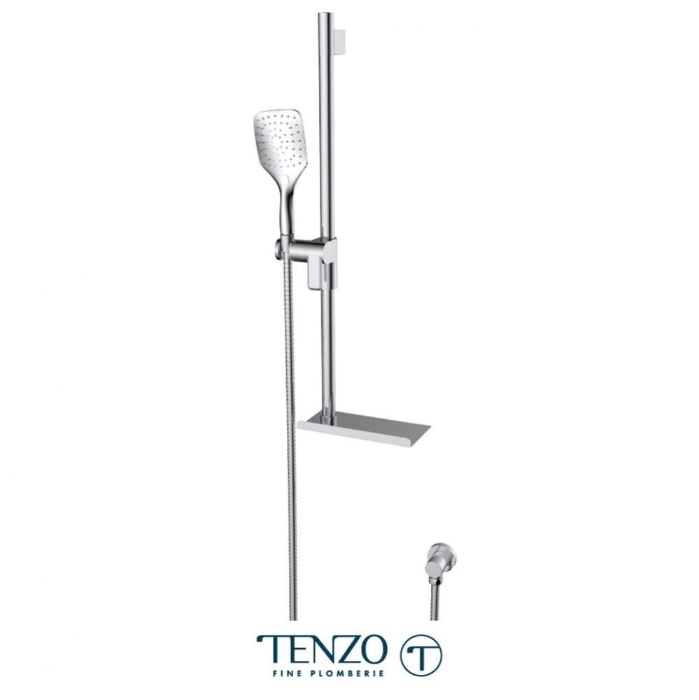 Rail And Hand Shower Kit With Shelve Chrome