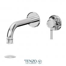 Tenzo F-ALY14-P-CR - Trim For Alyss Wall Mount Lavatory Faucet 2 Finishing Plates Chrome With Drain (Overflow)