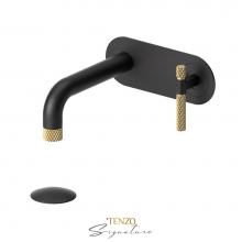 Tenzo F-BE15-C-W-MB-BG - Trim For Wall Mount Lav. Faucet (W/O Overflow) Drain Bellacio-C Matte Black/Brushed Gold