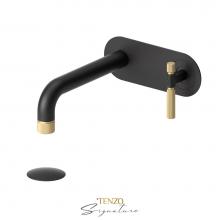 Tenzo F-BE15-F-W-MB-BG - Trim For Wall Mount Lav. Faucet (W/O Overflow) Drain Bellacio-F Matte Black/Brushed Gold