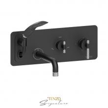 Tenzo BET73-C-MB-CR - Wall mount tub faucet with retractable hose Bellacio-C matte black/chrome