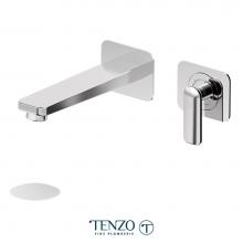 Tenzo F-DE14-P-CR - Trim For Delano Wall Mount Lavatory Faucet 2 Finishing Plates Chrome With Drain (Overflow)