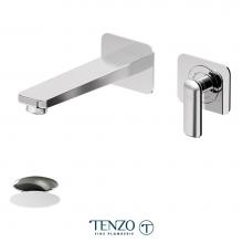 Tenzo F-DE15-P-CR - Trim For Delano Wall Mount Lavatory Faucet 2 Finishing Plates Chrome With Drain (Overflow)