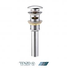 Tenzo DR-OF-01-CR - Push Pop-Up Drain With Oveflow Round Chrome