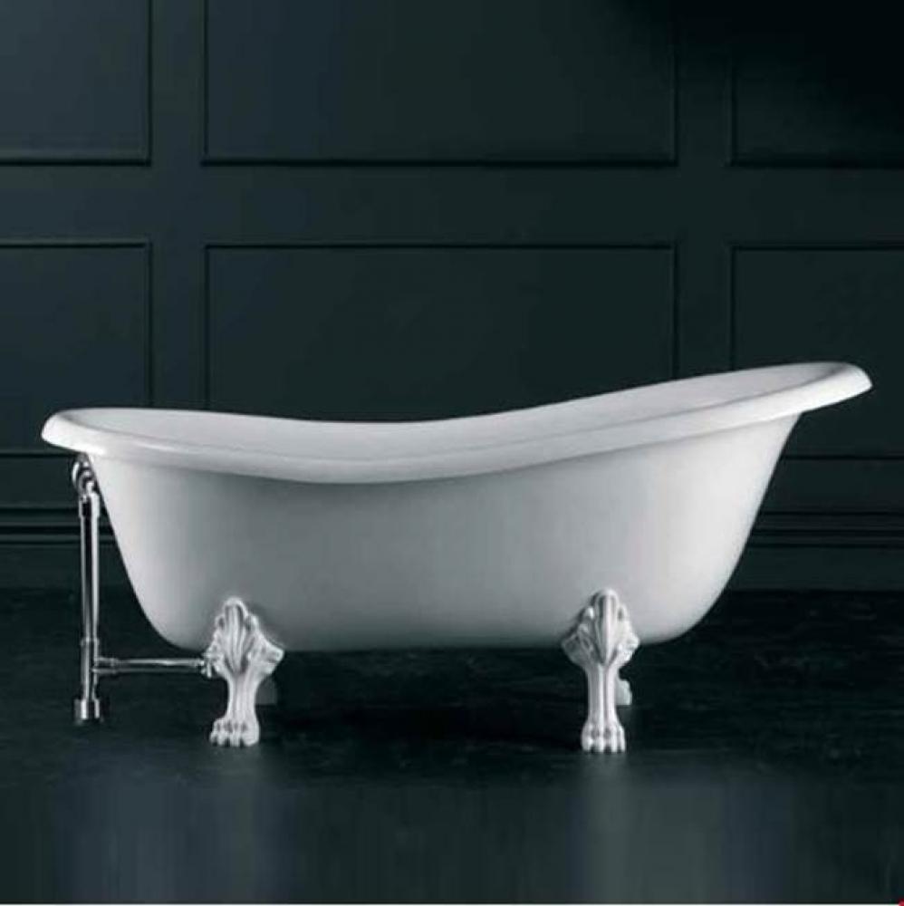 Roxburgh freestanding slipper tub with overflow. Paint finish. White ENGLISHCAST® Lions Paw f