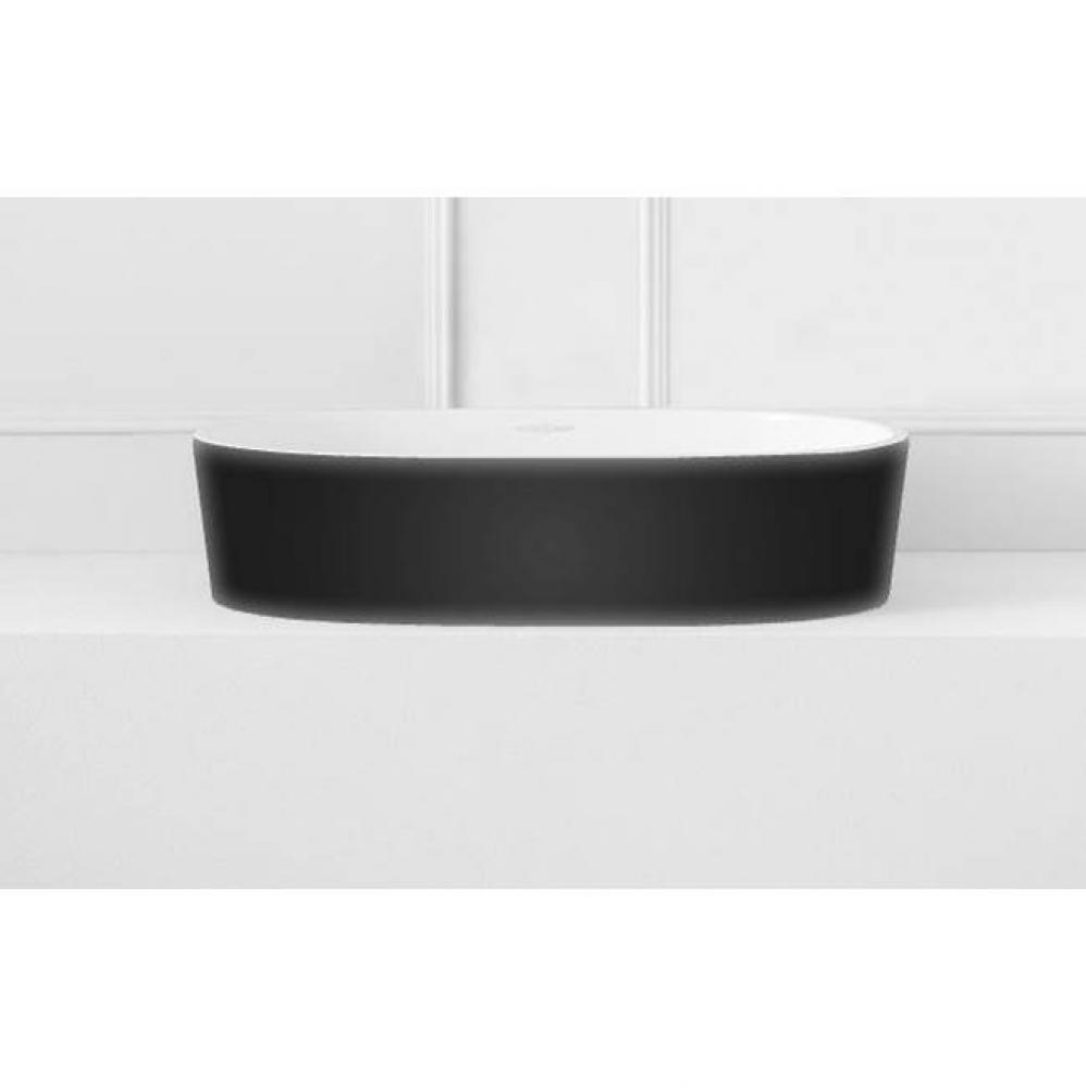 IOS 54 Oval 21-1/4 Inch Vessel Lavatory Sink In Volcanic Limestone Without Overflow - Glossy Black