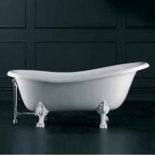 Victoria + Albert ROX-N-xx-OF + FT-ROXM-xx - Roxburgh freestanding slipper tub with overflow. Paint finish. White ENGLISHCAST® modern feet