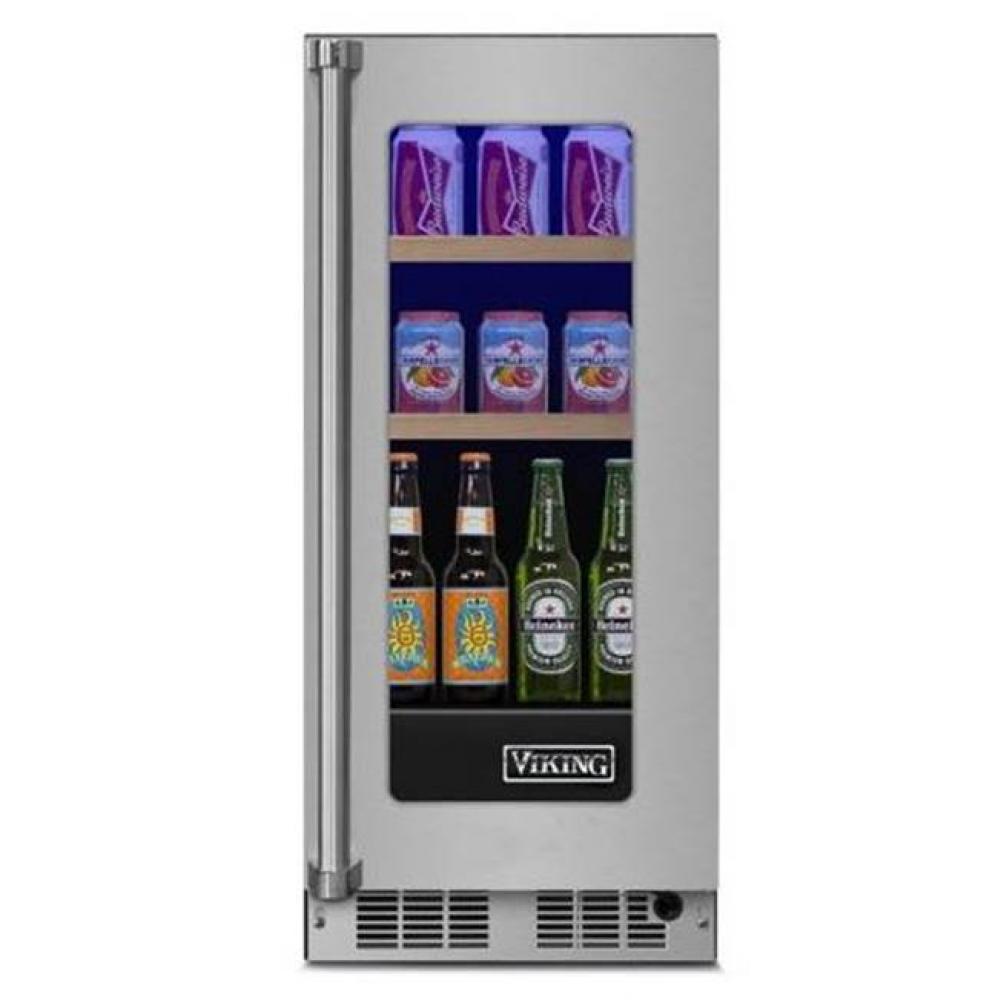 15''W. Refrigerated Beverage Center-Clear Glass-Stainless