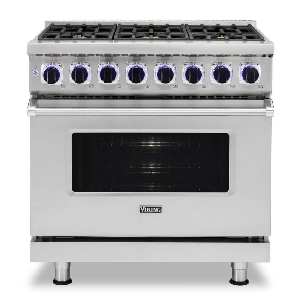 36''W./24''D. Dual Fuel Sealed Burner Range-6 Burners-Stainless