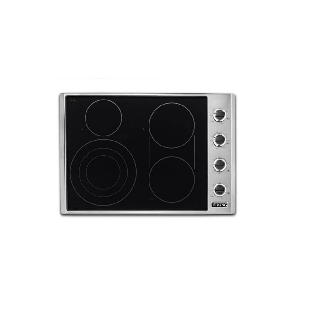 30''W. Electric Radiant Cooktop-4 Burners-Stainless Black