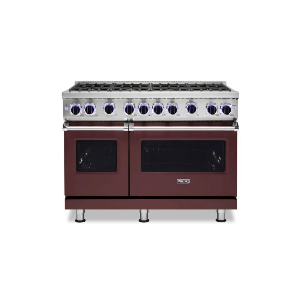 48''W./24''D. Gas Sealed Burner Range-8 Burners-Kalamata Red