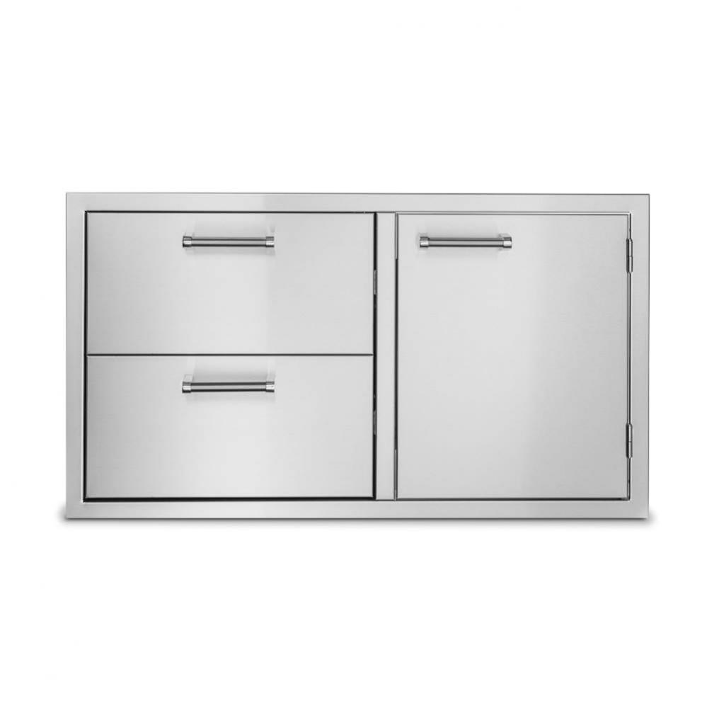 36''W. Double Drawer and Access Door Combo-Stainless