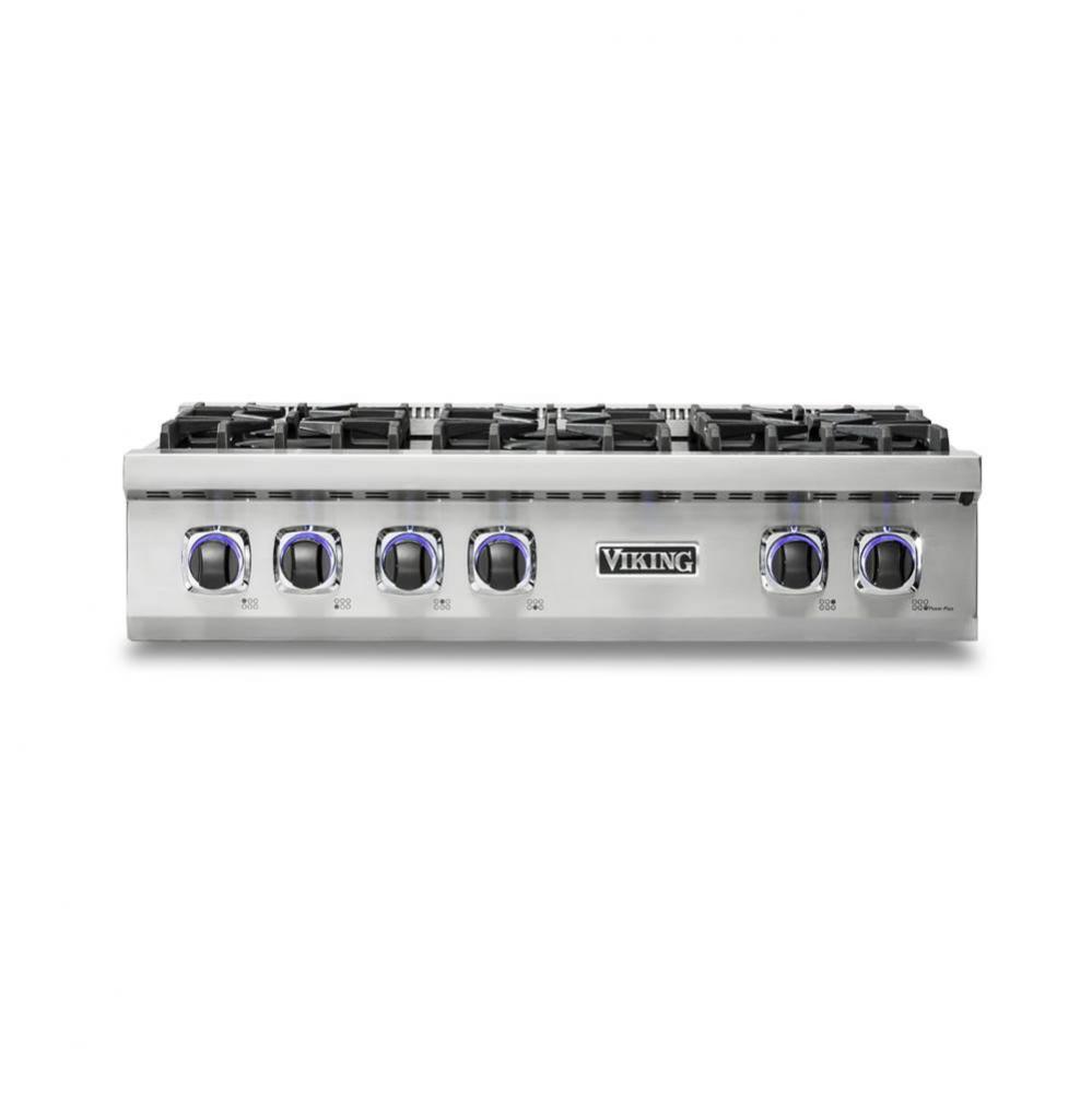 36''W./24''D. Gas Sealed Burner Rangetop-6 Burners-Stainless