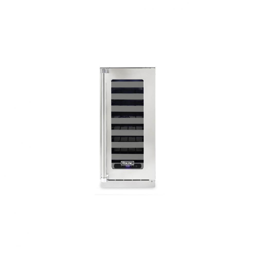 15''W. Wine Cellar- Clear Glass Door-Stainless