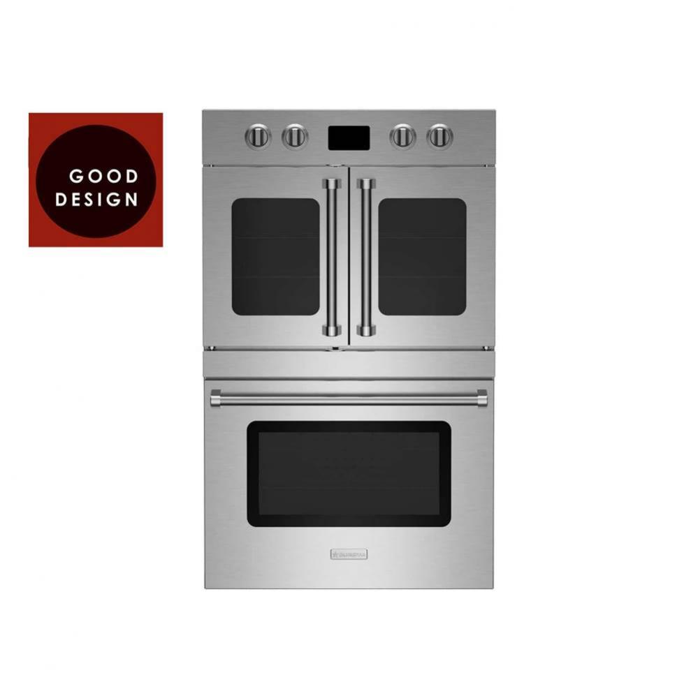 30'' Double Electric Wall Oven - French Door Top; Drop Door Bottom