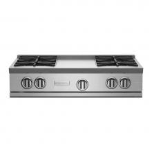 BlueStar RGTNB364GV2 - 36'' Nova (Rnb) Range Top - (4) Burners With 12'' Griddle