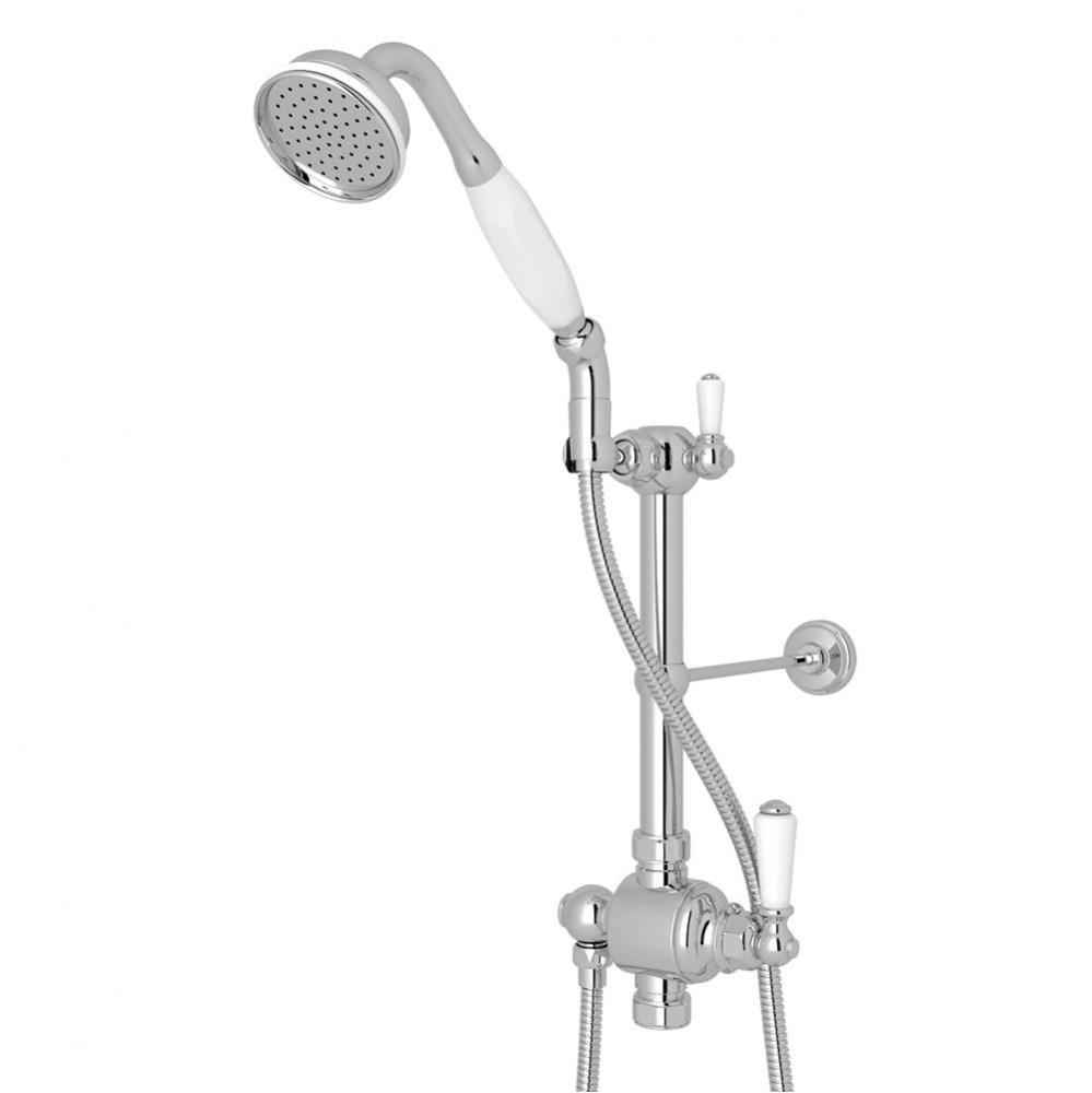 Riser Diverter, Handshower, Handshower Holder, Hose and 8'' Thermostatic Outlet