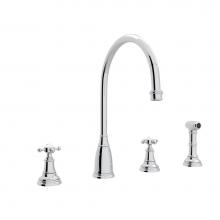 Perrin & Rowe U.4735X-APC-2 - Georgian Era™ Two Handle Kitchen Faucet With Side Spray